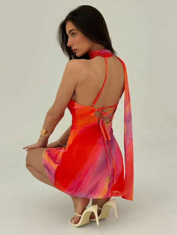 Batik print sleeveless mini dress - Image 4